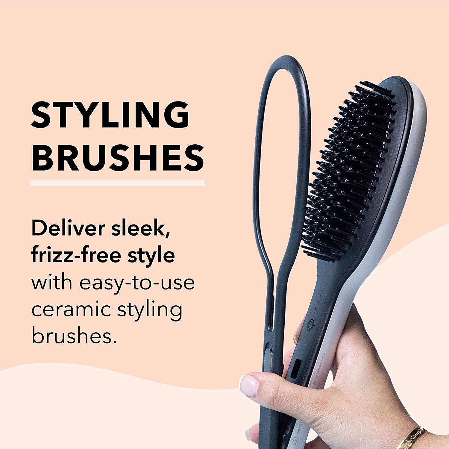 InStyler Straight Up Ceramic Straightening Brush - Detangling Hair Brush Straightener with Powerful Ceramic Heated Plates for Smooth, Frizz-Free Hair - For Thick, Curly & Wavy Hair Types - Hatke