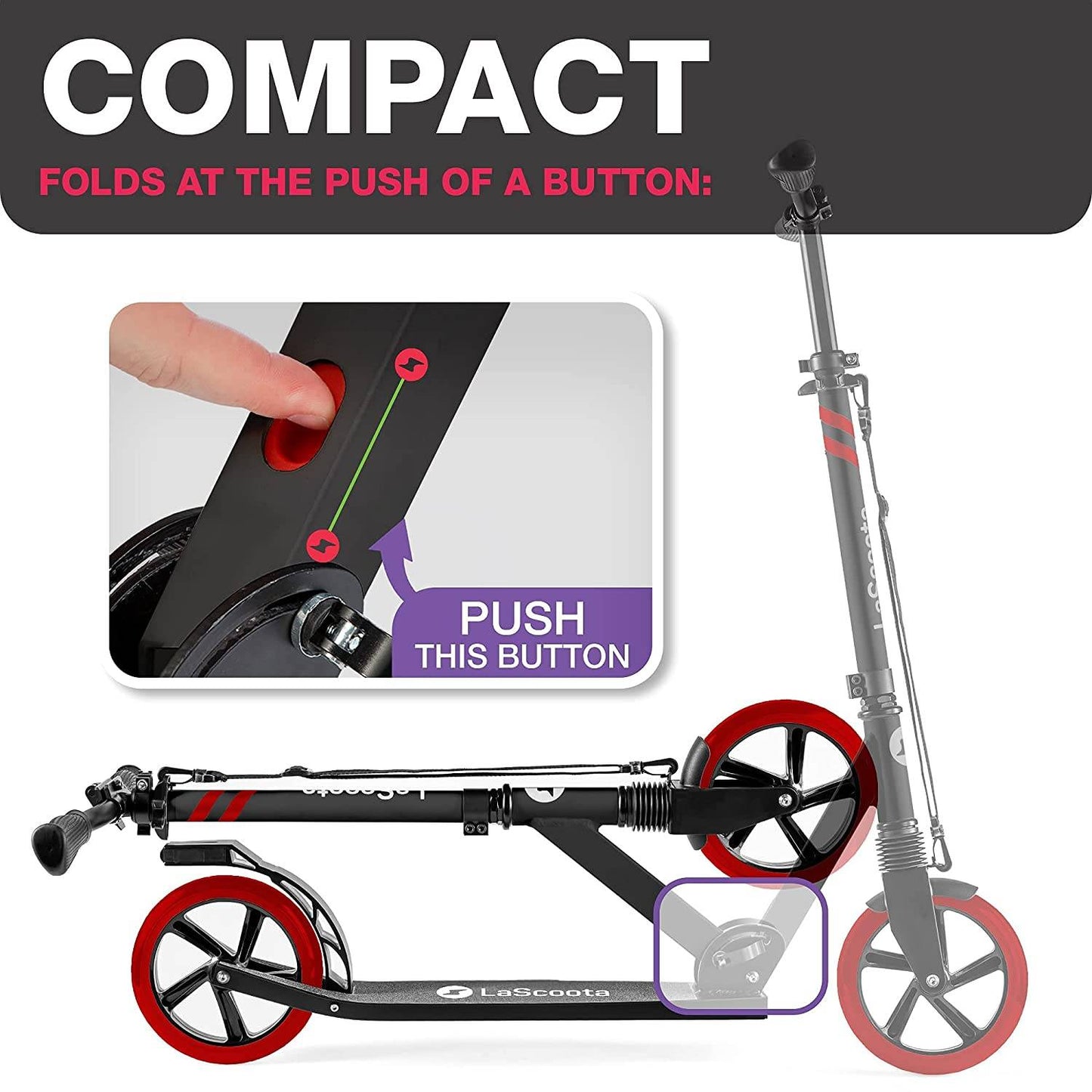 Lascoota Scooters for Kids 8 Years and up - Featuring Quick-Release Folding System - Dual Suspension System + Scooter Shoulder Strap 7.9" Big Wheels Great Scooters for Adults and Teens - Hatke