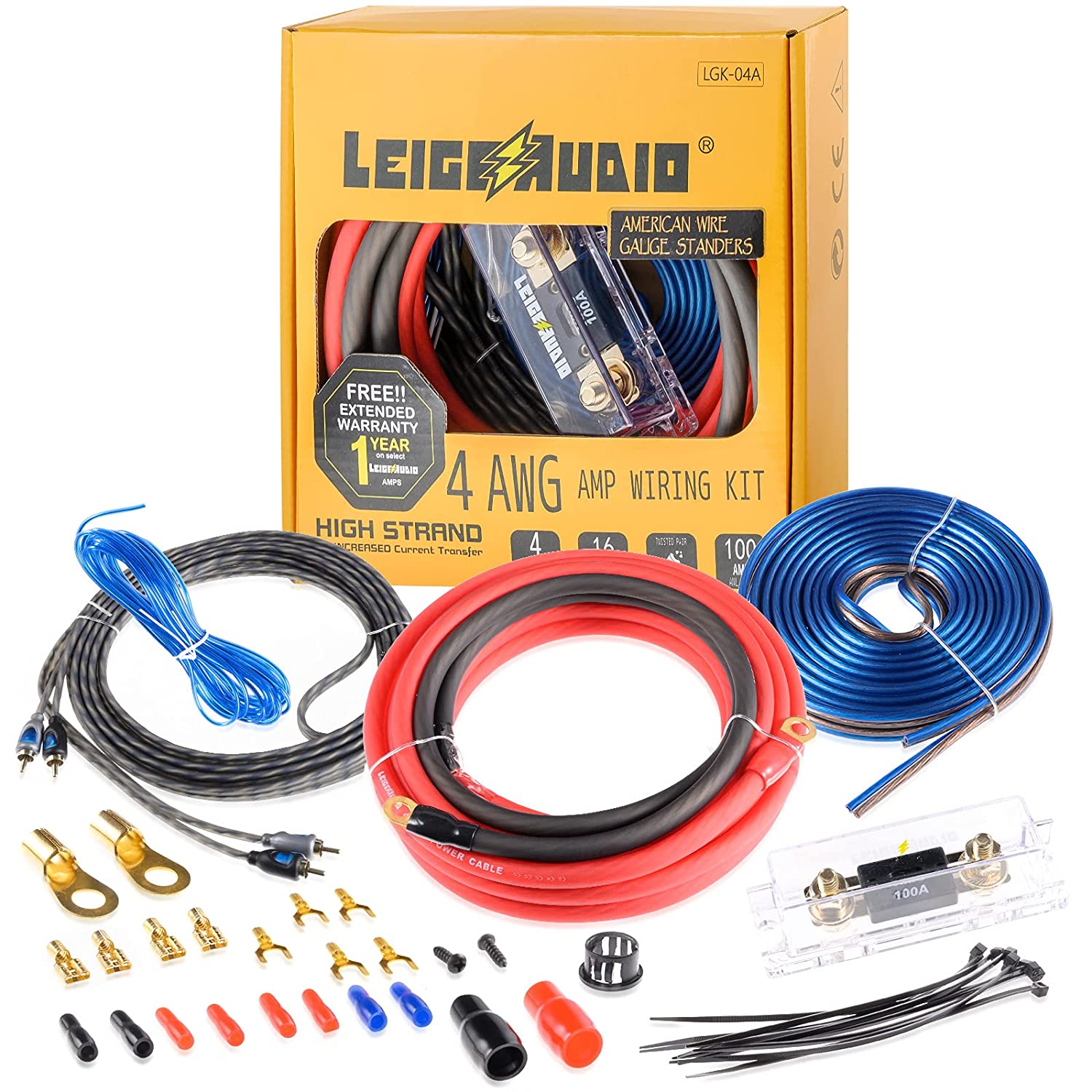 LEIGESAUDIO 4 Gauge Amp Wiring Kit Ture 4 AWG Amplifier