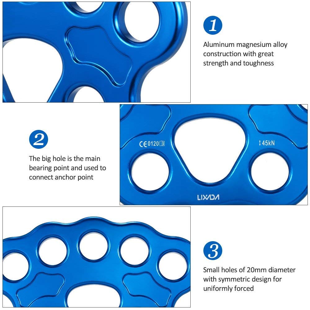 Lixada Paw Rigging Plate 45KN 8/15 Holes Large Anchor Multipliers Connector Gear for Aerial Dance & Rock Climbing - Hatke