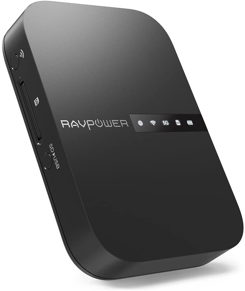 RAVPower FileHub New Version AC750 Wireless Travel Router RP-WD009 - Portable SD Card HDD Backup and Data Transmission Unit, 6700mAh External Battery Pack - Dual Band - Hatke