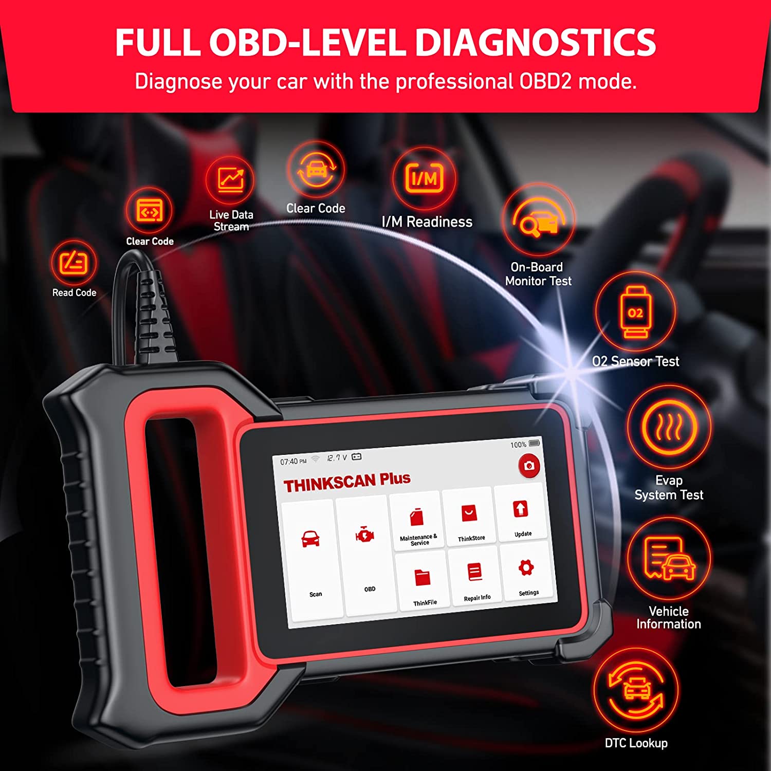 THINKSCAN PLUS S7 - OBD2 Scanner ABS/SRS/Engine/Transmission/BCM/AC/IC —  THINKCAR