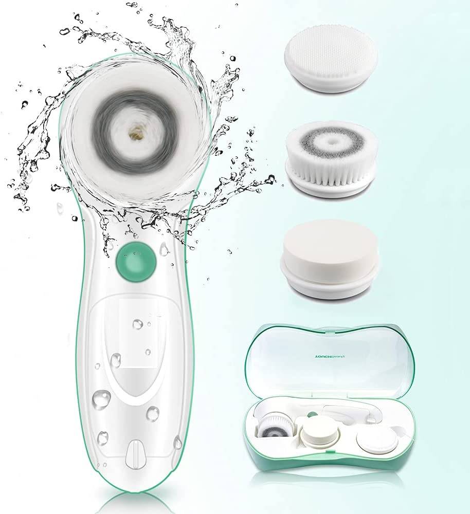 TouchBeauty 3-in-1 Facial Cleansing Brush Kit: 3 Replacement Brushes, 2 Speed Settings, and Storage Case (Model Tb-0759A) - Hatke