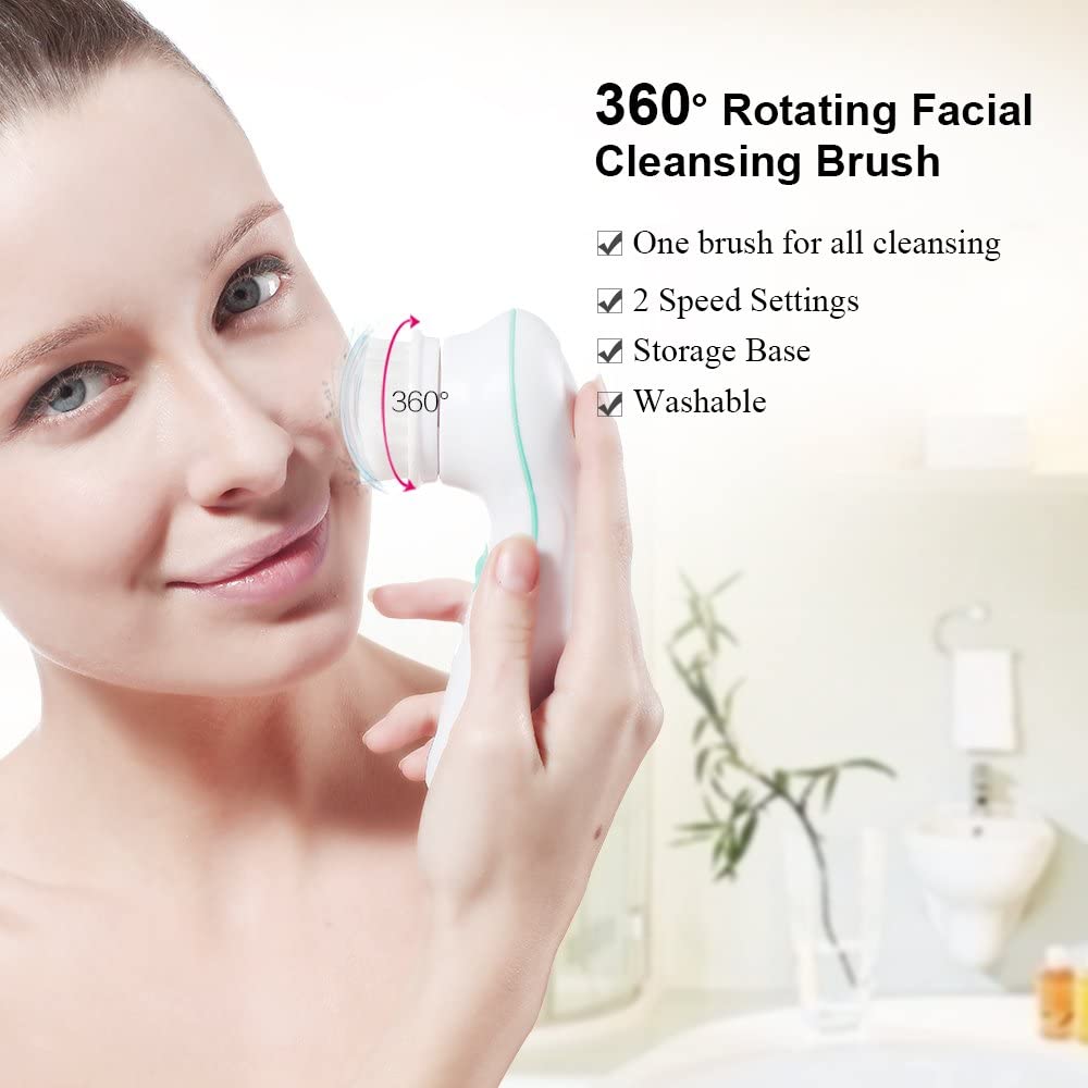 TOUCHBeauty TB-0759D Facial Cleansing Brush 2 Speed Settings with Stand, Waterproof Spin Face Brush with 2 Modes, Portable Facial Massager for Face Cleaning Exfoliating - Hatke