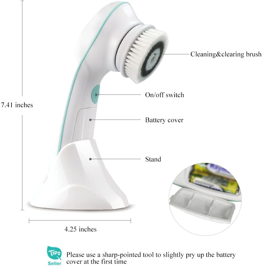 TOUCHBeauty TB-0759D Facial Cleansing Brush 2 Speed Settings with Stand, Waterproof Spin Face Brush with 2 Modes, Portable Facial Massager for Face Cleaning Exfoliating - Hatke