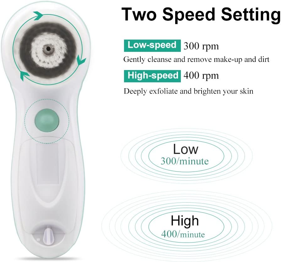 TOUCHBeauty TB-0759D Facial Cleansing Brush 2 Speed Settings with Stand, Waterproof Spin Face Brush with 2 Modes, Portable Facial Massager for Face Cleaning Exfoliating - Hatke