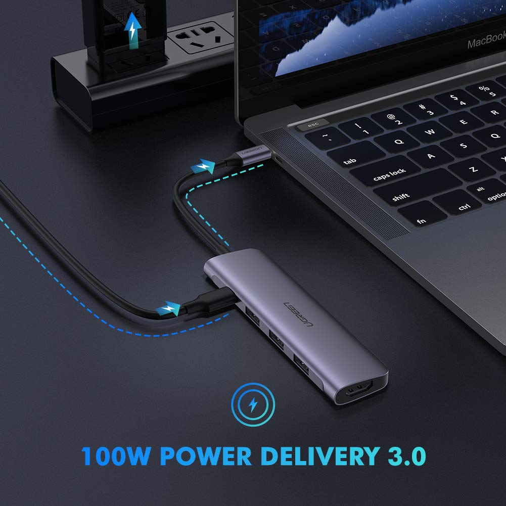 UGreen 5-in-1 USB C Hub with 4K HDMI, Support 100W PD Charging, 5Gbps Data Transfer | 50209 - Hatke